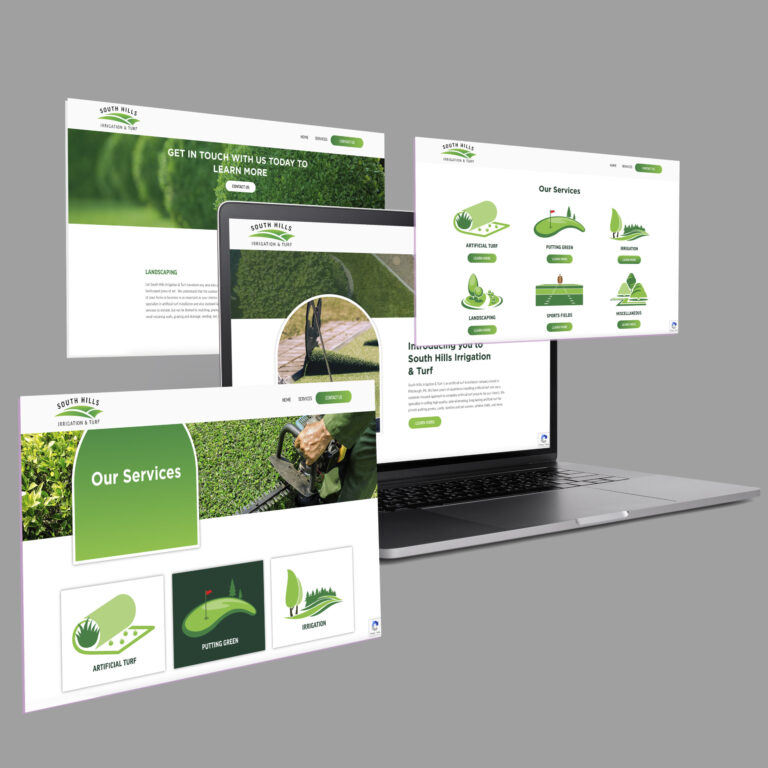 image of multiple sections of the south hills irrigation and turf website